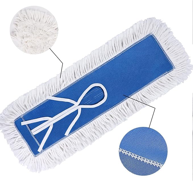 2 Pack 24 Inch Industrial Cotton Dust Mop Head Refill, Dust Mop Replacement Head for Commercial & Home Use, Heavy Duty Replacement for Office & Industrial Use, Machine Washable (2PC-24 inch)