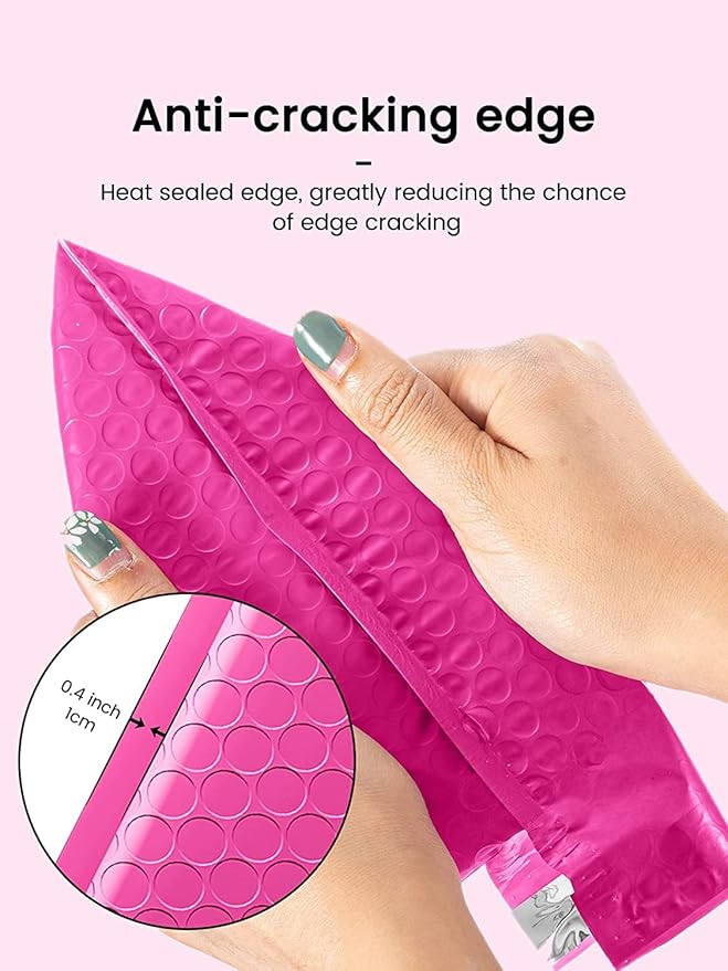 GSSSUSA Bubble Mailers 4x8 Inch 100 Pack Padded Envelopes Usable Size 4x7 Inch Shipping Envelopes Self Seal Small Packaging Shipping Bags for Mailing Jewelry, Small Business, Pink