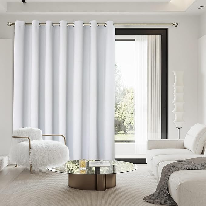 BGment Greyish White Sliding Door Curtain 108 Inch Long - Wide Room Darkening Room Divider Curtain for Bedroom Privacy Themral Insulated Grommet Separator Drape, 1 Panel, 100 X 108