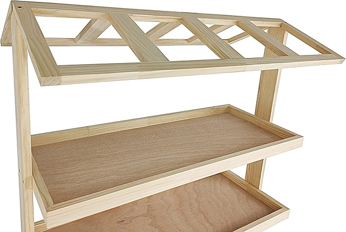 FixtureDisplays® Flower Cart Vending Cart Farmers Market County Fair Wagon Wood Stall Stand Rolling Shelf Retail Booth Kiosk 42.0" Long x 68" Tall x 25.0" Wide 19402