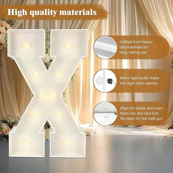 Marquee Light Up Letters: 3FT Large Decorative Signs for Party Decorations Baby Shower Birthday Wedding Engagement Anniversary, 3 Feet Tall Pre-Cut DIY Foamboard Letter G - Easy to Assemble