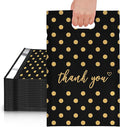 JinRuiKJ Poly Mailers with Handle 12x15.5 Inch 50 Pcs, Easy to Carry Packaging Bags for Small Business, Thank You Shipping Bags with Self Adhesive Strip, Tearproof and Waterproof - Gold Polka Dot