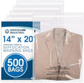 Spartan Industrial - 14" X 20" (500 Count) Self Seal Clear Poly Bags with Suffocation Warning for Packaging, Clothes - Permanent Adhesive