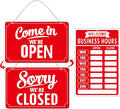 Open Closed Signs Business Hours Sign Set for Window Door Open Signs for Business Hour Closed Open Flip Sign Store Resturant Bar Red
