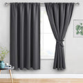 JIUZHEN Blackout Curtains for Bedroom - 70 x 63 Inch Extra Wide Privacy Assured Thermal Insulated Room Darkening Sliding Door Curtains for Living Room, Set of 2 Panels with Tiebacks, Dark Grey