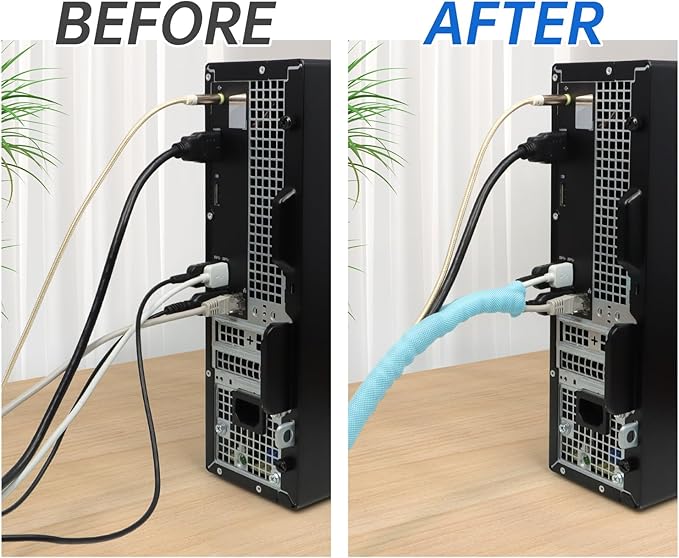 Split Braided Cable Sleeve，Flexible Wire Loom Tubing, Automotive Cord Protector Pet Proof, Cable Management for Computer TV Electric Wires Harness 16ft (Sky Blue, 10mm（3/8")