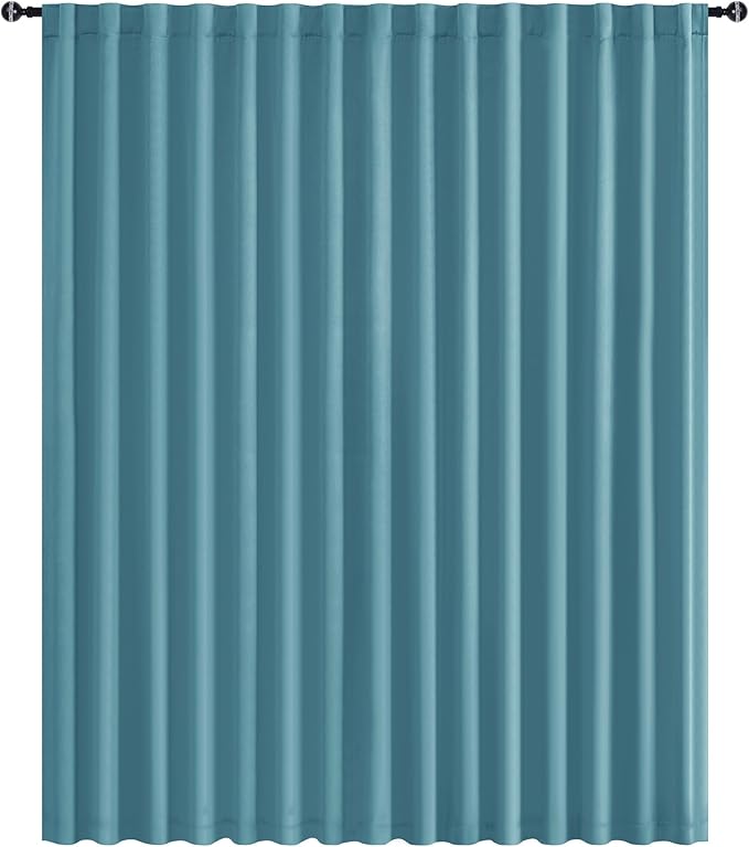 Hiasan Privacy Room Divider Patio Sliding Door Curtain Extra Wide Blackout Thermal Insulated Curtains with Back Tab & Rod Pocket for Bedroom Partition Living Room (120 x 96 Inches, Turquoise)