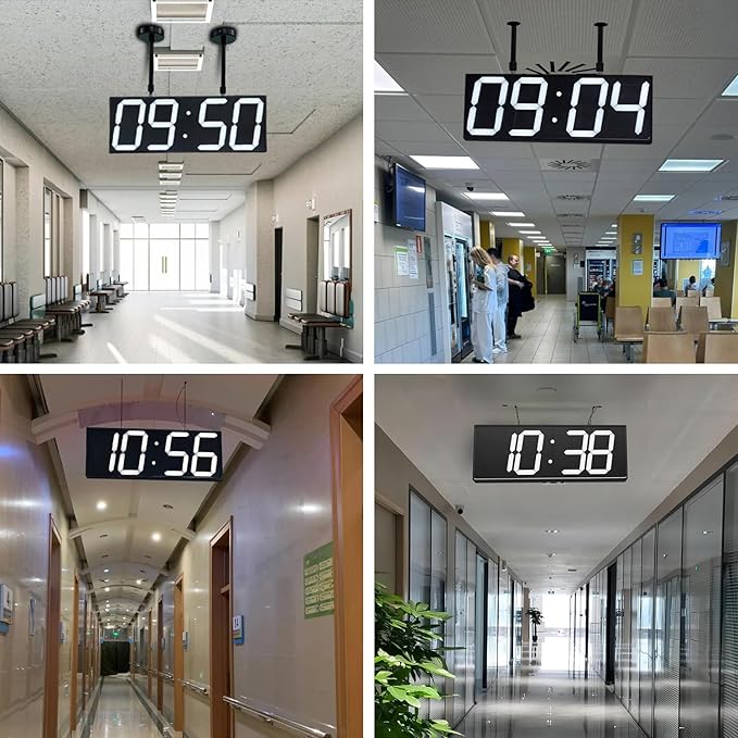 Digital Wall Clock with Double Sided Display, Large Digital Clock with Timer,Alarm,Temperature and Date,Two Faced Hanging Digital Clock Large Display for Multiple Public Places(White)