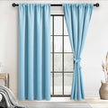 JIUZHEN Blackout Curtains for Bedroom– Thermal Insulated,Noise Reducing Room Darkening Privacy Drapes for Living Room, Set of 2 Panels with Tiebacks, 42 x 84 inch Long, Light Blue