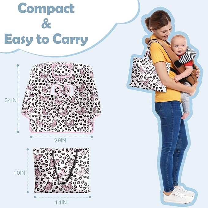 Shopping Cart Cover for Baby 2-in-1 High Chair Cover with Safety Harness Multifunctional Pink Butterfly Leopard Cart Covers for Babies Soft Padded Grocery Cart Cover for Baby Boy Girl