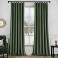 MIULEE Velvet Curtains 90 Inches Long 2 Panels Set for Bedroom, Pinch Pleat Back Tab Luxury Thermal Insulated Living Room Darkening Drapes Pleated Blackout Window Curtains with Hooks, Olive Green