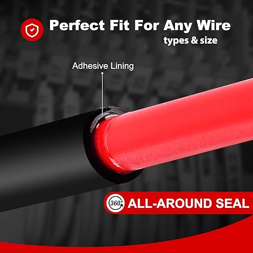 3/8" 65ft 3:1 Heat Shrink Tubing with Adhesive Lining - Marine Grade, Ideal for Home, Automotive, and Industrial Use - Red