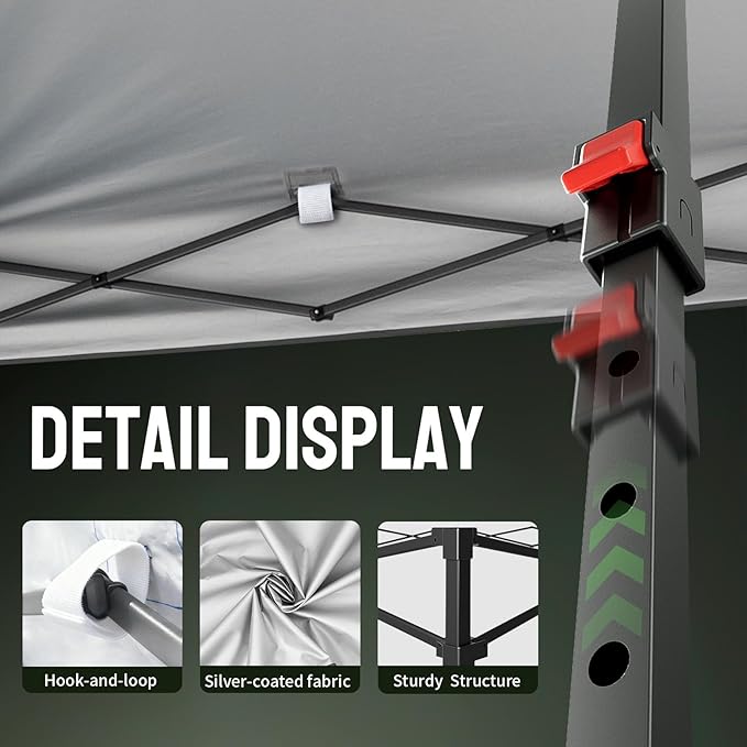 CROWN SHADES 10x10 Pop Up Canopy Tent - Patented Center Lock One Push Instant Outdoor Canopy Beach Tent with STO-N-Go Bag 8 Stakes & 4 Sand Bags，Cyan Blue