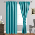 JIUZHEN Blackout Curtains for Bedroom - Thermal Insulated Room Darkening Noise Reducing, 52 x 84 Inch Length Curtains for Living Room, Set of 2 Panels with Tiebacks, Turquoise