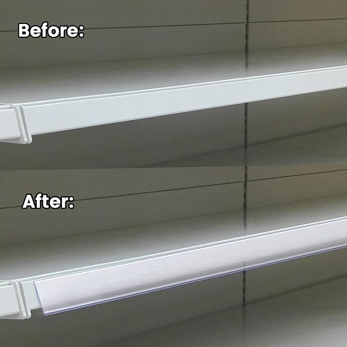 Shelf Label Strips, Pro Painter 100 Pack Self Adhesive 1.5”H Shelf Strip Price Tag Holder for Plastic, Metal and Wood Gondola Shelf, Clear Plastic Front/Clear Back Sign Holder for 48” Long Shelf
