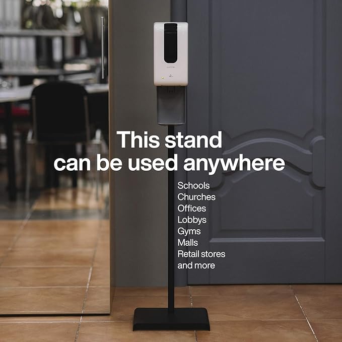 Luxton Home Automatic Hand Sanitizer Dispenser with Stand and Drip Catcher and Refillable Bottle for Restaurants, Schools, Churches - Sanitizer Stand