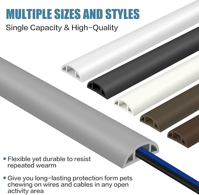 Floor Cord Covers for Wires 3.3FT Cable Hider Wire Cover Self Adhesive Cord Hider Floor for Offices, Homes, Workshops, Warehouses Cable Cavity 0.39" W x 0.27" H