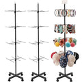 Ripeng 2 Pcs 4‑Tier Retail Display Stand – Rotating Display Rack with Wheels for Jewelry Keychains Socks Hats – Adjustable Movable Shop Spinner for Craft Shows Vendor Events & Stores Accessories,Black