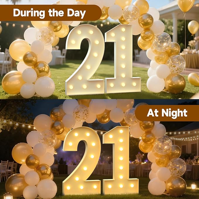 4FT Marquee Numbers 21, Large Light up Number 21 for Birthday Party Supplies, Sign, Backdrop, Happy 21st Birthday Decorations for 21 Years Old Women Men