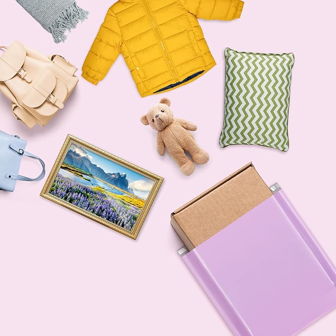 Fuxury Large Poly Mailers 19x24" 500 Pcs, Bulk Shipping Bags for Clothing, Strong Adhesive Shipping Envelopes for Small Business Suppliers,Waterproof Mailers Poly Bags Mailing Envelopes Light Purple
