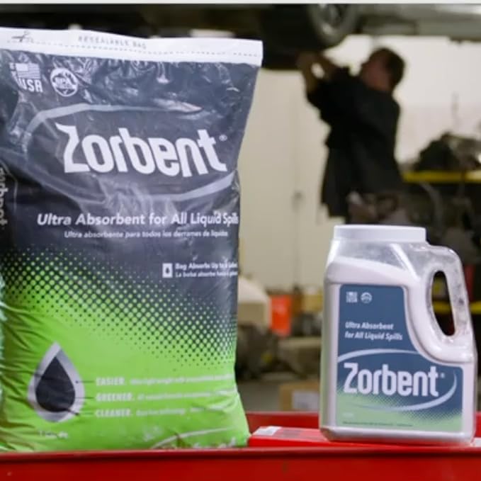 Zorbent Oil Spill Absorbent | 1 Cu Ft Bag Absorbs up to 6 Gallons of Liquid. Replaces 98 lbs of Clay. Non-Toxic, Low-Dust, with Cleaning Agent. For Fast Industrial Spill Cleanup.