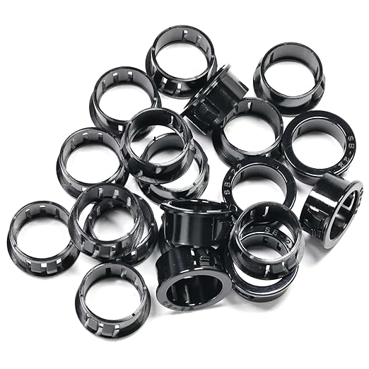 20 pcs Black Snap Bushing 7/8" (22 mm) Mounting Diameter, Plastic Cable Hole Grommets for Wiring, Round Nylon Snap in Locking Electrical Wire Cord Hose Tubing Bushings Grommets Protectors