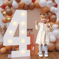 Bugame 3FT Marquee Numbers, Large Light Up Numbers for 4th 40th Birthday Decorations Warm Light for Anniversary Party Decor, Number 4