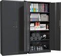 Superday Metal Garage Storage Cabinet with Lock, 71" H Lockable Storage Cabinets with Doors and 4 Adjustable Shelves, Locking Cabinet for Office, Home, Garage, Gym, School (Black)