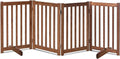 LZRS Freestanding Extra Wide Dog Gate 30 inch Tall - 4 Panels Solid Wooden Pet Gate for Doorways, Stairs, Hallways,Kitchens& Long Areas, Expandable & Foldable with Support Feet,Indoor Use,Oak