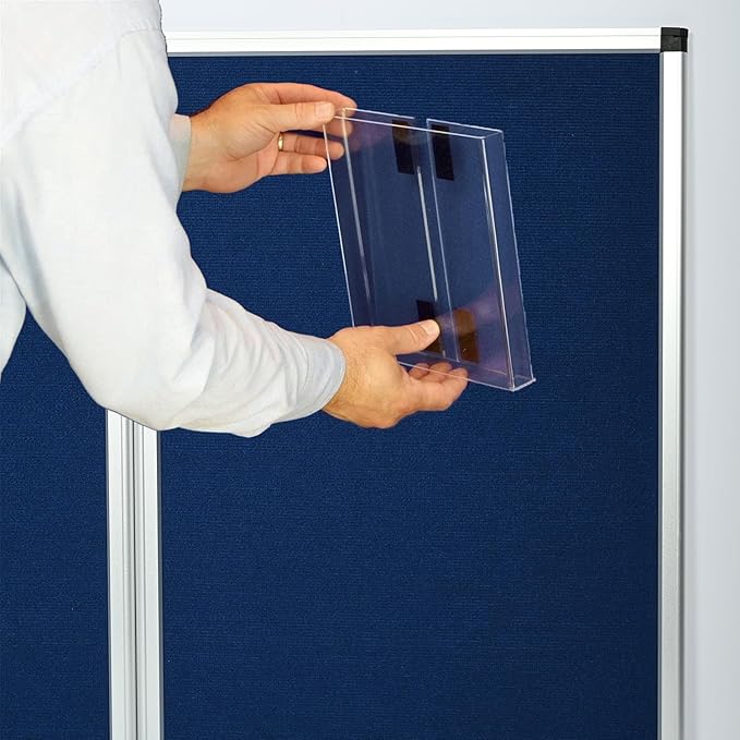 6 Portable Display Panel System, 82.6" H x 70.8" W Trade Show Presentation Board, Folding 6 Show Panels Exhibition Boards 6 Single Sided Panels Blue Hook & Loop-Receptive Fabric
