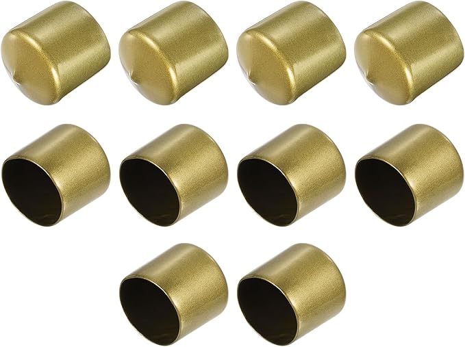uxcell 10pcs Rubber End Caps 36mm ID Vinyl Round End Cap Cover Screw Thread Protectors Gold