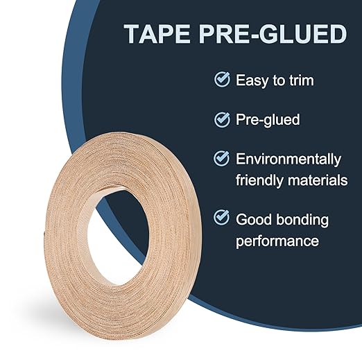 PATIKIL Red Oak Edge Banding, 1/2 in x 49.2 ft Wood Veneer Tape, Pre-glued Flexible