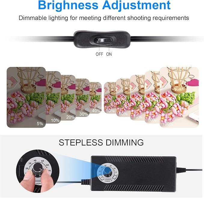 Photo Studio Light Box Photography 32"x32" with 210 LEDs and 6 Colors Backdrops for Product Photography, Foldable Picture Box with Adjustable Brightness 6000-6500K