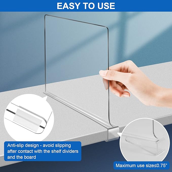 Acrylic Shelf Dividers for Closet Organization 10PCS Closet Shelf Divider Closet Dividers for Shelves Shelf Organizer for Closet Shelf Organizer for Wood Closet Separator Clear