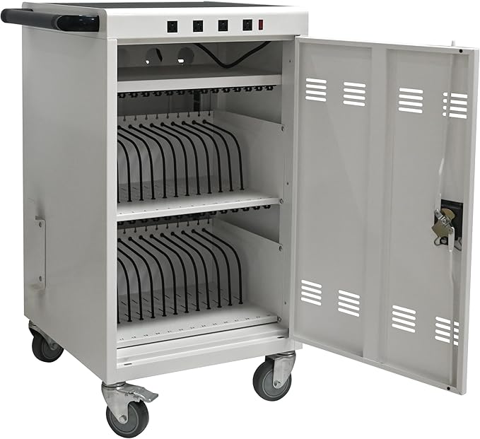 Laptop Charging Cart,35 Devices Tablet Storage Carts for pad Up to 16.3" Screen Size, Classroom Computer Mobile Charging Station for Pads, Chromebooks,Laptops, Security Storage(31+4 Bay-White)