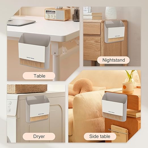 Mini Trash Can Broom Dustpan: Small Hanging Garbage Lint Bin for Laundry Room Office Desk Kitchen Cabinet Door Dorm Table Car RV - Tiny Countertop Bedside Wall Mount Trashcan Brush Dust Pan Set