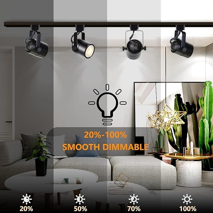 LED Track Lighting Kit, 3CCT 10W Track Lights Heads 3000K/4000K/6000K Adjustable with 13.1FT H-Type Track Light Rails 12PCS Ceiling Spotlight Fixture with Replaceable GU10 Bulbs