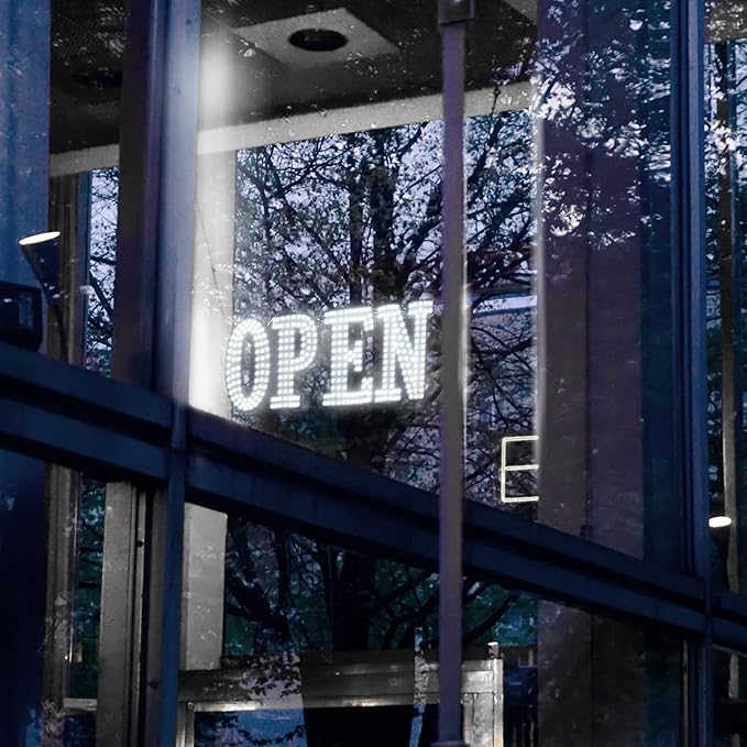 30"x10" Extra Large LED Open Signs for Business with Remote Controlled, 10 Levels Brightness Adjustable Unique Design Super Bright with Chain, High Visibility for Stores Hotel Retail Shop Window Salon