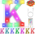 mooncow Rechargeable Light Up Letters,Colorful Marquee Letters with Remote,Gift Wrap Gifts,Bedroom Home Bar Party Decor (K)