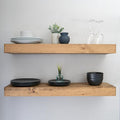 Urbandi Modern Floating Shelves 3 Inches Thick for Wall, Wide Shelves for Kitchen, Living Room, Bedroom, and Bathroom, Natural Pine Wood, Rustic Wooden Shelf, (Set of 2) (Aged Oak, 36Lx3Hx6D)