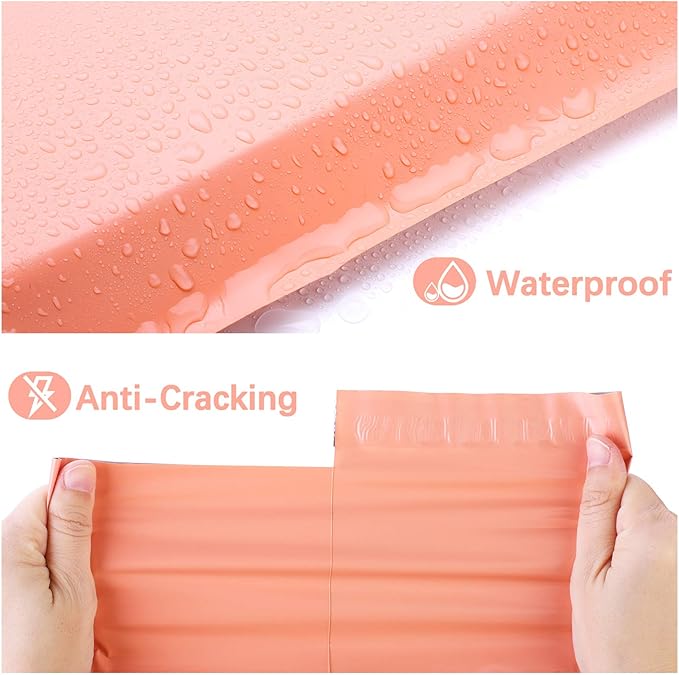 Metronic Poly Mailers 12x15.5 200 Pack, Medium Shipping Bags for Clothing, Self Seal Mailing Bags, Tear-Proof Shipping Envelopes for Small Business, Boutique, Postal Bags Poly Bags in Peach Pink