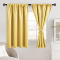 JIUZHEN Blackout Curtains for Bedroom - Thermal Insulated Noise Reducing Privacy Short Curtain for Living Room, Set of 2 Panels with Tiebacks, 42 x 54 inches Long,Light Yellow