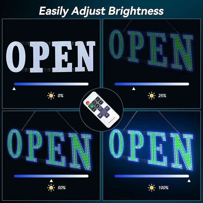 40"x 14" Large Flashing Open Sign for Business, Unique Design Super Bright Open Sign with Hanging Installation for Bar Salon Coffee Stores Club Hotel (Blue & Green)