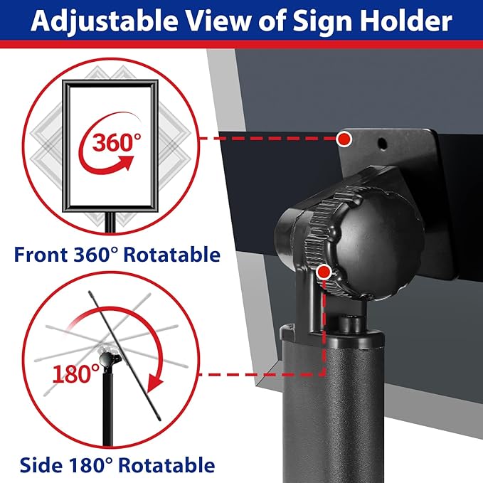 Pedestal Sign holder Stand 11x17inch Adjustable Standing Floor Sign Stand with Heavy Base & Snap Frame Display Stand for Indoor Outdoor Business Store Sign Holder Poster Stand (Black)