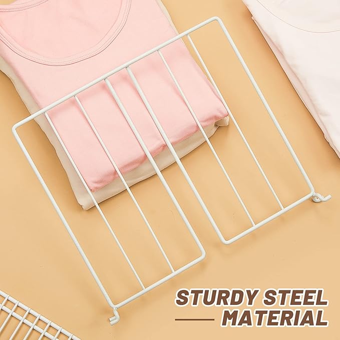 Amylove 12 Pcs Wire Shelf Divider for Wire Shelves Closet Organization Clothes Wardrobe Separators Closet Organizer Dividers Storage Rack Separator for Cabinets Kitchen Office, White