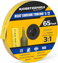 haisstronica 3:1 Heat Shrink Tubing, Shrink Ratio Adhesive Lined Marine Grade Heat Shrink Tube for Home, Automotive and Industrial (Yellow) 65FT 1/2inch