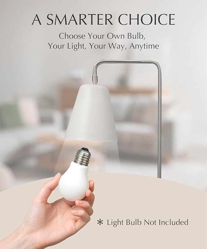 HarvestLand Steady Silver Reading Lamps for Bedside Table – Adjustable Industrial Table Lamp with Solid Base, Lamp for nightstand, Desk Lamp Home Office, Mid Century Modern Reading Lamp Style
