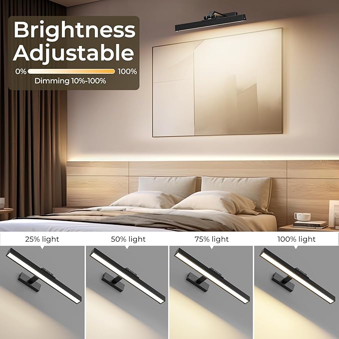 Picture Lights Wall Light 16in CCT Gallery Light | Battery Operated, Timer, Remote Control, Adjustable Brightness, Long Lasting, for Wall, for Paintings, for Living Room, Art, Dartboard, Decor