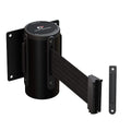 Crowd Control Warehouse - CCW Series WMB-120 Fixed Wall Mount Retractable Belt Barrier - 11 Foot, Black Belt with Black Steel Case, Crowd Control Barriers