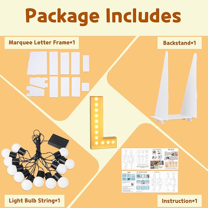 imprsv Light Up Letters, 4FT Marquee Letters for Birthday Wedding Engagement Party Decor, Large Marquee L for Party Decoration Arch Kit Decorations